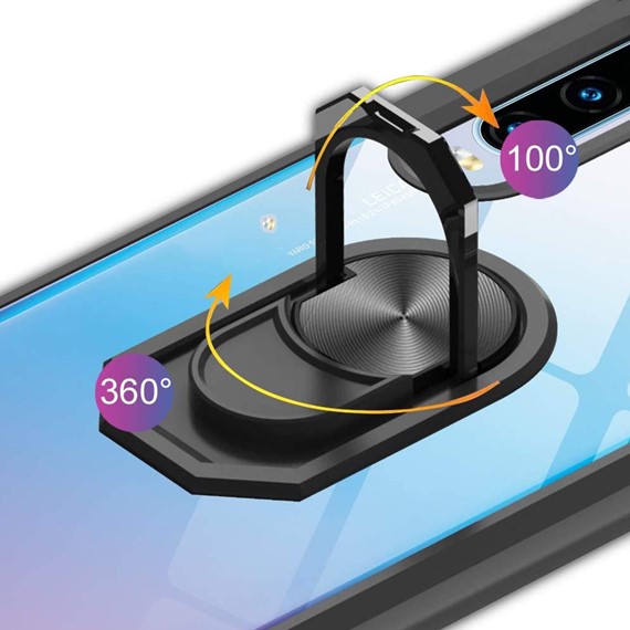 Huawei P Smart Pro CaseUp Ring Tough Holder Kılıf Siyah 3